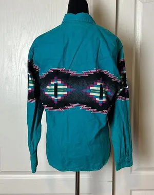 90s VINTAGE TEAL WESTERN ROPER COLLARED BUTTON UP LONG SLEEVE Blue Size M thumbnail 3