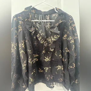 Anthropologie ruffled v neck popover blouse thumbnail 4