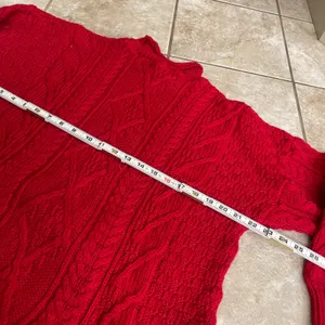 Irish Homecraft Red 100% Oiled Wool Cable Knit Fisherman Sweater Ireland Large thumbnail 7