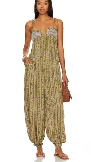Intimately Free People Rule The World Floral Maxi Jumpsuit in Fern Combo Large thumbnail 6
