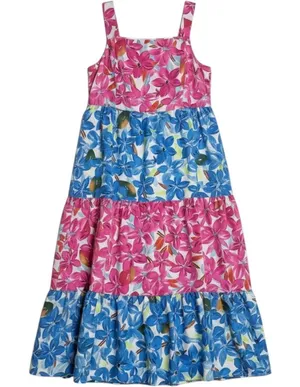 Tiered Floral Maxi Dress Square Neck Smocked Bodice Strappy Summer Vacation thumbnail 1