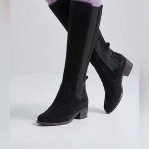 Modern Vintage suede leather black knee high made in Spain boots sz 8 thumbnail 2