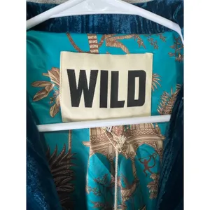 WILD Teal Velvet Blazer Jacket Double Breasted Boho Luxe Statement Eclectic S/M thumbnail 5