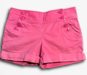 Juicy Couture Pink Sailor Shorts Women Size 2 Button Front Y2K Preppy Cuffed Hem thumbnail 1