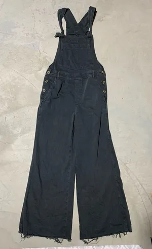 Aerie wide leg cropped charcoal overalls medium thumbnail 1