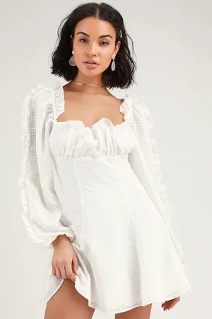 C/MEO Perfect Part White Ruffled Long Sleeve Mini Dress thumbnail 2