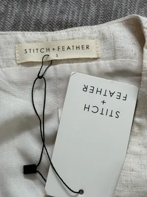 Stitch + Feather Beige Linen Blend Top Tan thumbnail 3