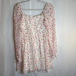 FRANCESCA'S MI AMI WHITE RED FLORAL LONG SLEEVE BABYDOLL DRESS Size XS Preowned thumbnail 12