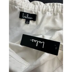NWT LULUS Large Off Shoulder Short Sleeve Asymmetric Peplum Top White Zip Womens thumbnail 10