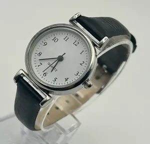 Women’s Silver Classic Quartz Watch Black Leather Working thumbnail 1