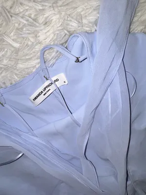 NEW Amanda Uprichard Ashton Halter Neck Chiffon Artic Blue Gown sz XL thumbnail 7