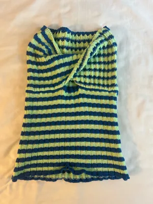 Blue and Green Twisted Knit Tube Top thumbnail 2