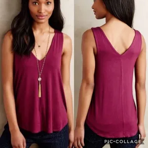 Anthropologie Bordeaux Double V Swing Tank thumbnail 1