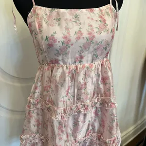 Altar’d State Spaghetti Strap Pink Floral Ruffled Dress thumbnail 3