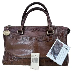 Authentic Vintage Brahmin Brown Leather Satchel Handbag – Lucky Penny Included thumbnail 1