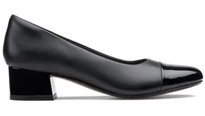 Clarks Women's Marilyn Sara Leather Low Block Heel Pumps Black Size 8 new in box thumbnail 1