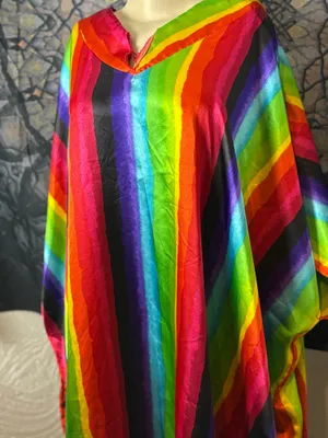 Rainbow Silky Robe/ Poncho/ Dress (Vintage!) Multiple thumbnail 6