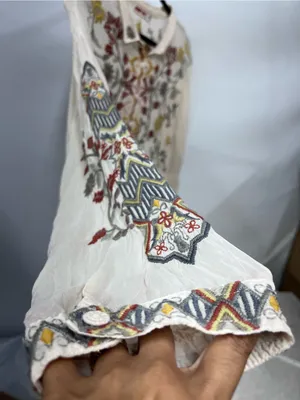 Johnny Was Cream Blouse w/Multicolor Floral Embroidery XXL button up long sleeve thumbnail 5