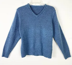 Vintage Blue Heathered Knit V Neck Sweater Size M thumbnail 1