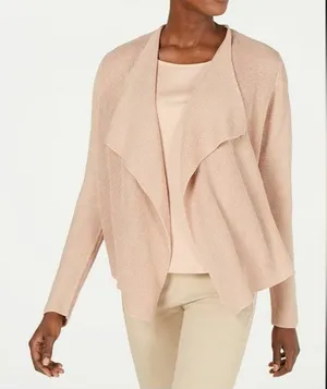 Women’s Eileen Fisher Organic Linen Blend Knit Draped Front Cardigan Sweater S thumbnail 1