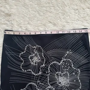 Vintage Vixen Skirt Knee Length Satin Sequins Floral Y2K 2000s Glam Black Sz M thumbnail 7