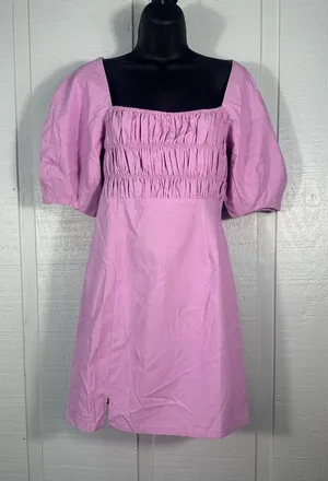 Lush Clothing Lavender Puff Sleeve Smocked Front Dress Size Medium NWT thumbnail 1