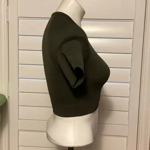 Olive Green Short Sleeve Crop Top thumbnail 2