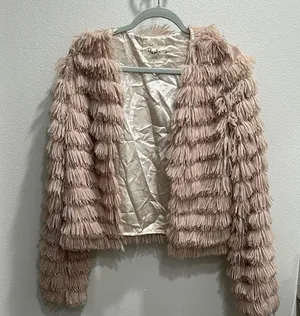 Women's Beige/Blush Faux Fur Jacket thumbnail 2