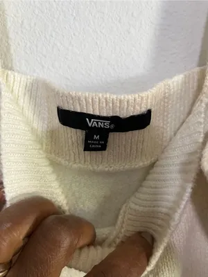 Vans Women's Cream Checkered Knit Tank Top M thumbnail 7