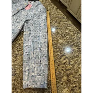 Nanette Lepore Tweed Elegant Blue Women's Pearl Button Blazer Jacket Size Large thumbnail 13