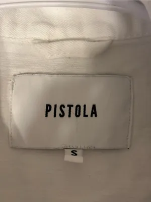 Pistola White Cropped Distressed Denim Jacket Raw Hem Size Small thumbnail 2