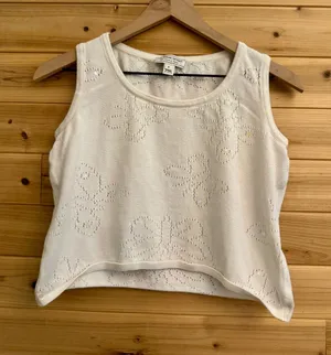 St John Small Butterfly Sequin Knit Tank Crop Top Coquette Dainty Preppy Summer thumbnail 1