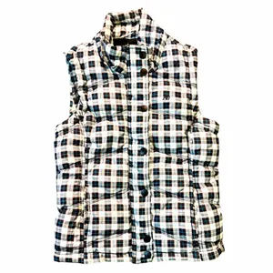 Aeropostale Checkered Puffer Vest - Blue and Black Sz S thumbnail 4