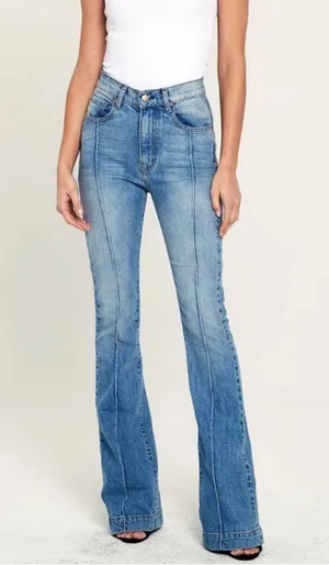 Revice Denim Women’s Venus Flares High Waist Star Rear Flared Jeans in Eclipse Wash 27 thumbnail 1