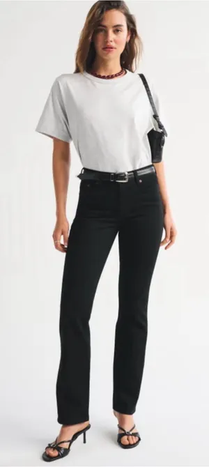 Abercrombie & Fitch Mid Rise 90's Straight Black Jeans Size 25 Short thumbnail 1