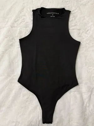 Aeropostale Black Sleeveless Thong Bodysuit Size Small thumbnail 1