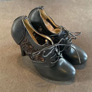 Women’s Black High Heel Booties with Lace Detail Size 5.5 thumbnail 3
