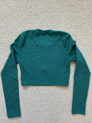 TNA Aritzia Green Long Sleeve Top Crop Waffle S thumbnail 4
