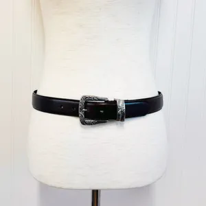 VINTAGE Fossil Brown Leather Western Engraved Silver Belt Medium Ornate Boho‎ thumbnail 4