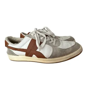 Tory‎ Burch Hank Court Sneakers Women Size 8.5 Brown Cream Lace Up Logo #S103-1 thumbnail 4