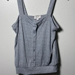 Loft Outlet Women‎ Gray Button Tank Top Size Small thumbnail 2
