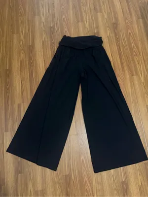 Offline x Aerie Real Me High Rise Super Wide Leg Fold Over Flowy Black Pants M thumbnail 5