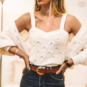 Zara Ivory Off-the-Shoulder Knit Tank thumbnail 1