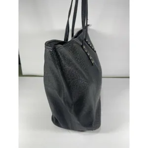ALDO Black Large Textured Tote Bag Zip Closure Gold Studded Inner Pockets thumbnail 2