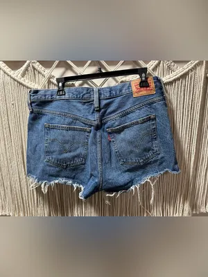 Levi's Blue Distressed Cutoff Denim Shorts thumbnail 2