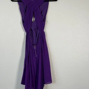 Alice & Olivia Purple Silk Deep V Mini Dress Womens XS Classic Luxury Y2K thumbnail 9