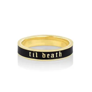 TIL DEATH Gold & Black Band Ring Size 6 Stackable Wedding Promise Ring NWT thumbnail 3