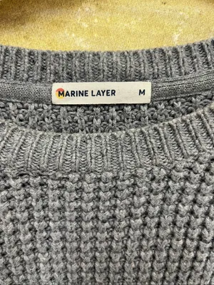 Marine Layer Heather Gray Chunky Crew Neck Sweater size M thumbnail 2