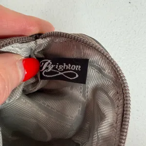 Brighton Coin Purse Metallic Bronze Leather Heart Stitched Zipper Pouch Small thumbnail 8