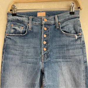 Mother Denim The Pixie Tomcat Crop Not Cut & Pasted‎ Jeans Distressed Button Fly thumbnail 3